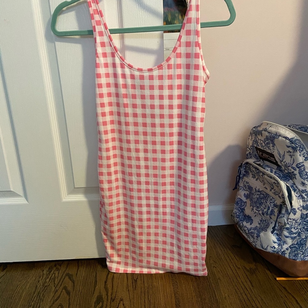 Forever 21 pink checkered mini dress